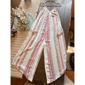 EnCreme Jumpsuit Striped Wide Leg Spaghetti Strap Casual Size S